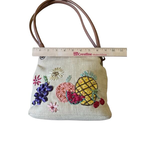 VTG Cherokee Embroidered Bead Pineapple Grapes Fruit Purse Shoulder Handbag - Picture 4 of 8